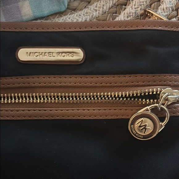 Michael Kors Black Nylon and Brown Leather Mini Handbag/Wristlet - Picture 4 of 6